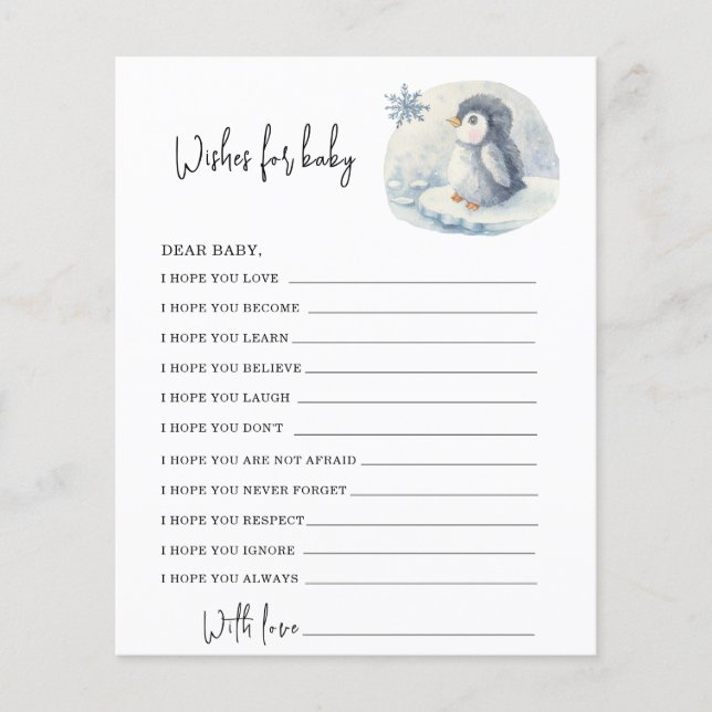Pinguïn - wensen voor baby (Voorkant)