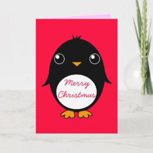 pinguïn wenskaart: Vrolijke Chrismas Feestdagen Kaart