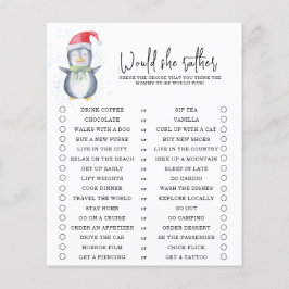 Pinguïn - Wil ze liever - baby shower spel