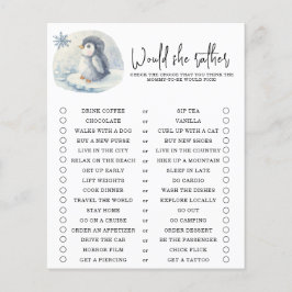 Pinguïn - Wil ze liever - baby shower spel