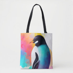 Pinguïn Wilde Natuur Dierlijke Kleur Kunst Schilde Tote Bag