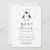 Pinguïn Winter Baby shower Uitnodiging (Voorkant)