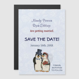 Pinguïn Winter Bruiloft Magnetisch Save The Date Magnetische Uitnodiging