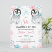 Pinguïn Winter Gender Reopenbaarheid Kaart (Staand voorkant)