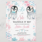 Pinguïn Winter Gender Reopenbaarheid Kaart (Voorkant / Achterkant)