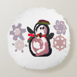 Pinguïn Winter Rond Kussen
