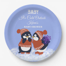 Pinguïn Winter Sneeuw Verjaardag Baby Shower Koud  Papieren Bordje
