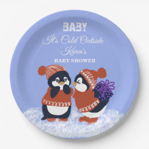 Pinguïn Winter Sneeuw Verjaardag Baby Shower Koud  Papieren Bordje