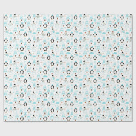 pinguïn winter sneeuwpop cadeaupapier