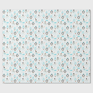 pinguïn winter sneeuwpop cadeaupapier