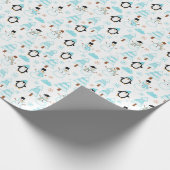 pinguïn winter sneeuwpop cadeaupapier (Hoek)