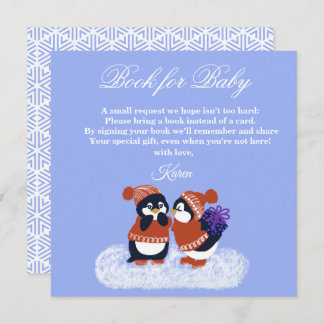 Pinguïn Winter Snow Birthday Baby shower Book Bedankkaart