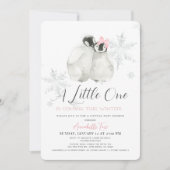 Pinguin Winter Snowflake Pink Virtual Baby shower Kaart (Voorkant)