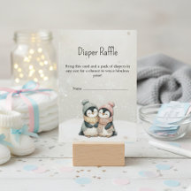 Pinguïn winter tweeling baby shower Luier Raffle  