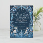 Pinguïn Winter Verjaardagsfeest Kaart (Staand voorkant)