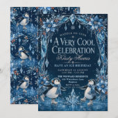 Pinguïn Winter Verjaardagsfeest Kaart (Voorkant / Achterkant)