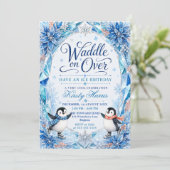 Pinguïn Winter Verjaardagsfeestje Kaart (Staand voorkant)
