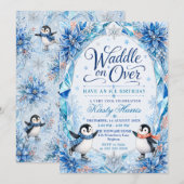 Pinguïn Winter Verjaardagsfeestje Kaart (Voorkant / Achterkant)