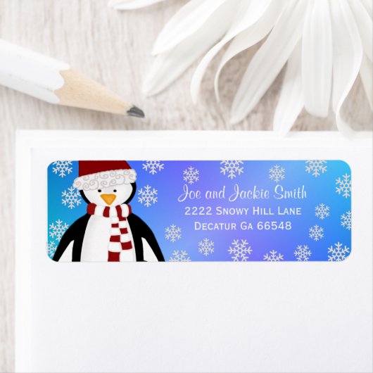Pinguïn: WinterAdresetiketten Etiket (Insitu)