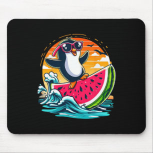 Pinguïn Zonnige Watermeloen Surfen Zomer Zonsonder Muismat