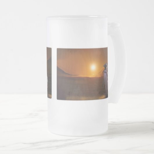 PINGUÏN ZONSONDERGANG MATGLAS BIERPUL (Voorkant rechts)