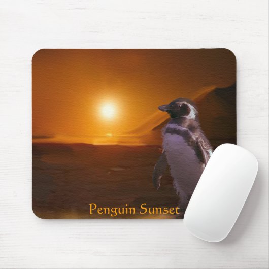 PINGUÏN ZONSONDERGANG Mousepad Muismat (Met muis)