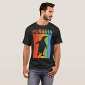 Pinguïn Zonsondergang Retro Pinguïn T-shirt (Voorkant volledig)