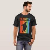 Pinguïn  Zonsondergang Retro Pinguïn T-shirt (Voorkant volledig)