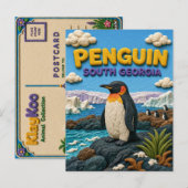 Pinguïn Zuid-Georgië Modern KlayKoo Briefkaart (Voorkant / Achterkant)