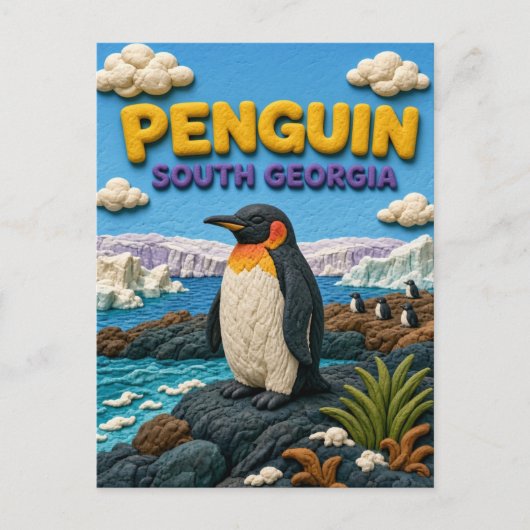 Pinguïn Zuid-Georgië Modern KlayKoo Briefkaart (Voorkant)