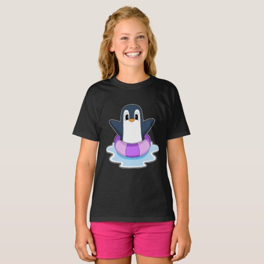 Pinguïn Zwemmen Reddingsboei T-shirt (Voorkant volledig)