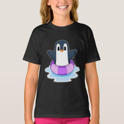Pinguïn Zwemmen Reddingsboei T-shirt (Voorkant)