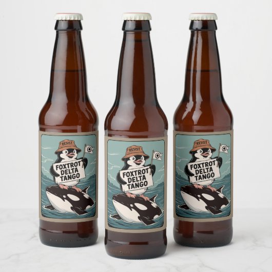 Pinguïnactivisme Weerstaan Vintage Protest Bier Etiket (Flessen)