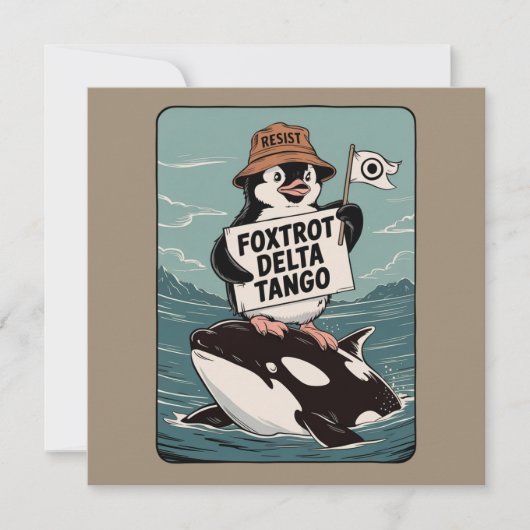 Pinguïnactivisme Weerstaan Vintage Protest  Kaart (Voorkant)