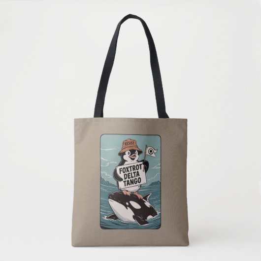 Pinguïnactivisme Weerstaan Vintage Protest Tote Bag (Voorkant)
