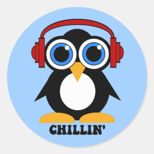 pinguïnchilline ronde sticker