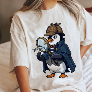 Pinguïndetective Met Vergrootglas En Vis Tri-Blend Shirt