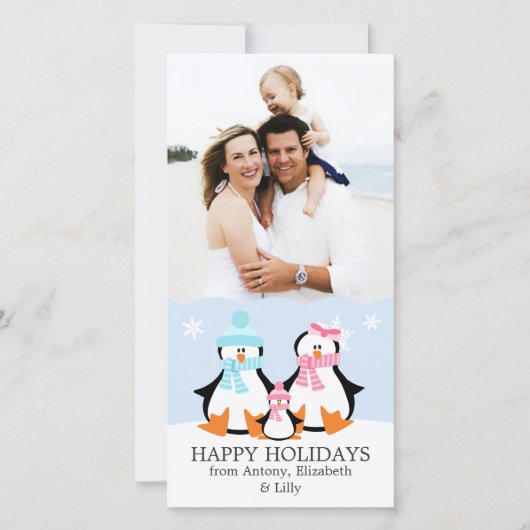 Pinguïnfamilie Feestdagenkaart (Voorkant)