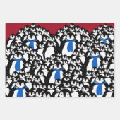 Pinguïnfamilie Inpakpapier op Kerstmis Rood Vel (Voorkant 3)