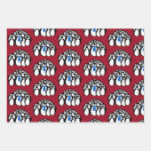 Pinguïnfamilie Inpakpapier op Kerstmis Rood Vel (Voorkant 2)