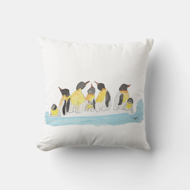 Pinguïnfamilie Kussen (Voorkant)