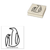 Pinguïnfamilie Lijntekening Vogel Rubberstempel (Gestempeld)