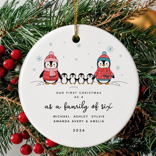Pinguïnfamilie van Zes Kerst Ornament