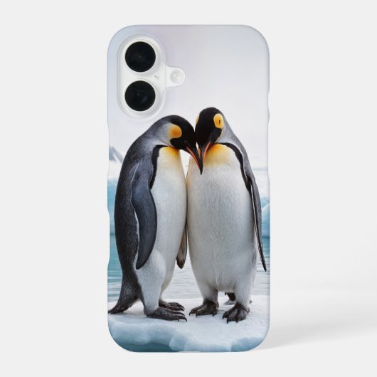 Pinguïnkoppel op een ijsberg iPhone 16 hoesje (Achterkant)