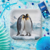 Pinguïnkoppel op een ijsberg papieren bordje (Feest)