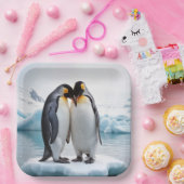 Pinguïnkoppel op een ijsberg papieren bordje (Feest)