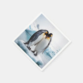 Pinguïnkoppel op een ijsberg servet (Hoek)