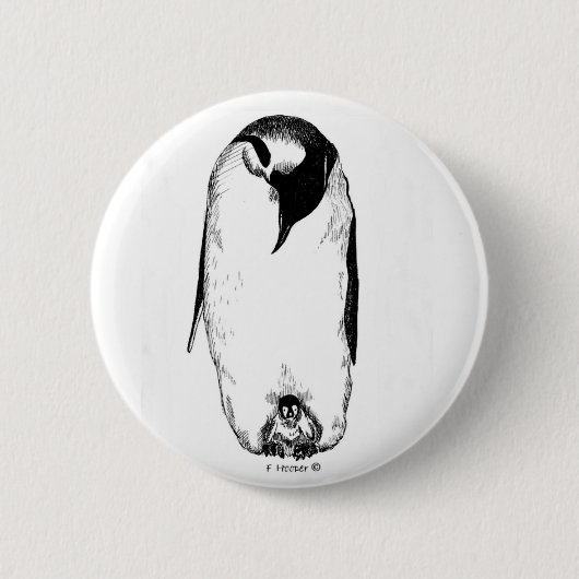 Pinguïnmoeder en chick ronde button 5,7 cm (Voorkant)