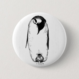 Pinguïnmoeder en chick ronde button 5,7 cm