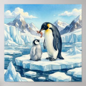 Pinguïnmoeder en kuikenopvang poster (Voorkant)